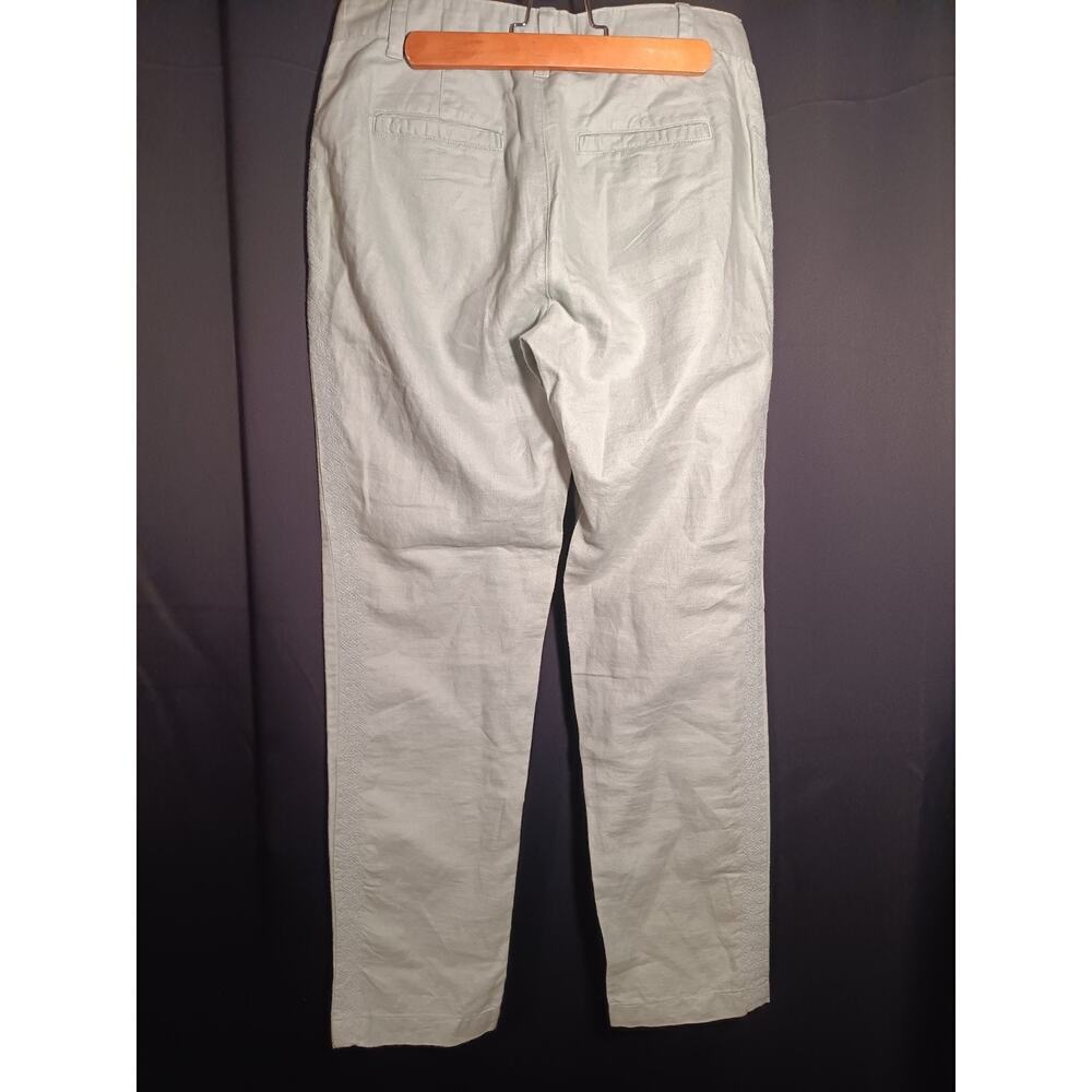 GAP Women’s 2 Regular Girlfriend Chino Pants Sage Green Linen Cotton Mid Rise - Picture 4 of 9